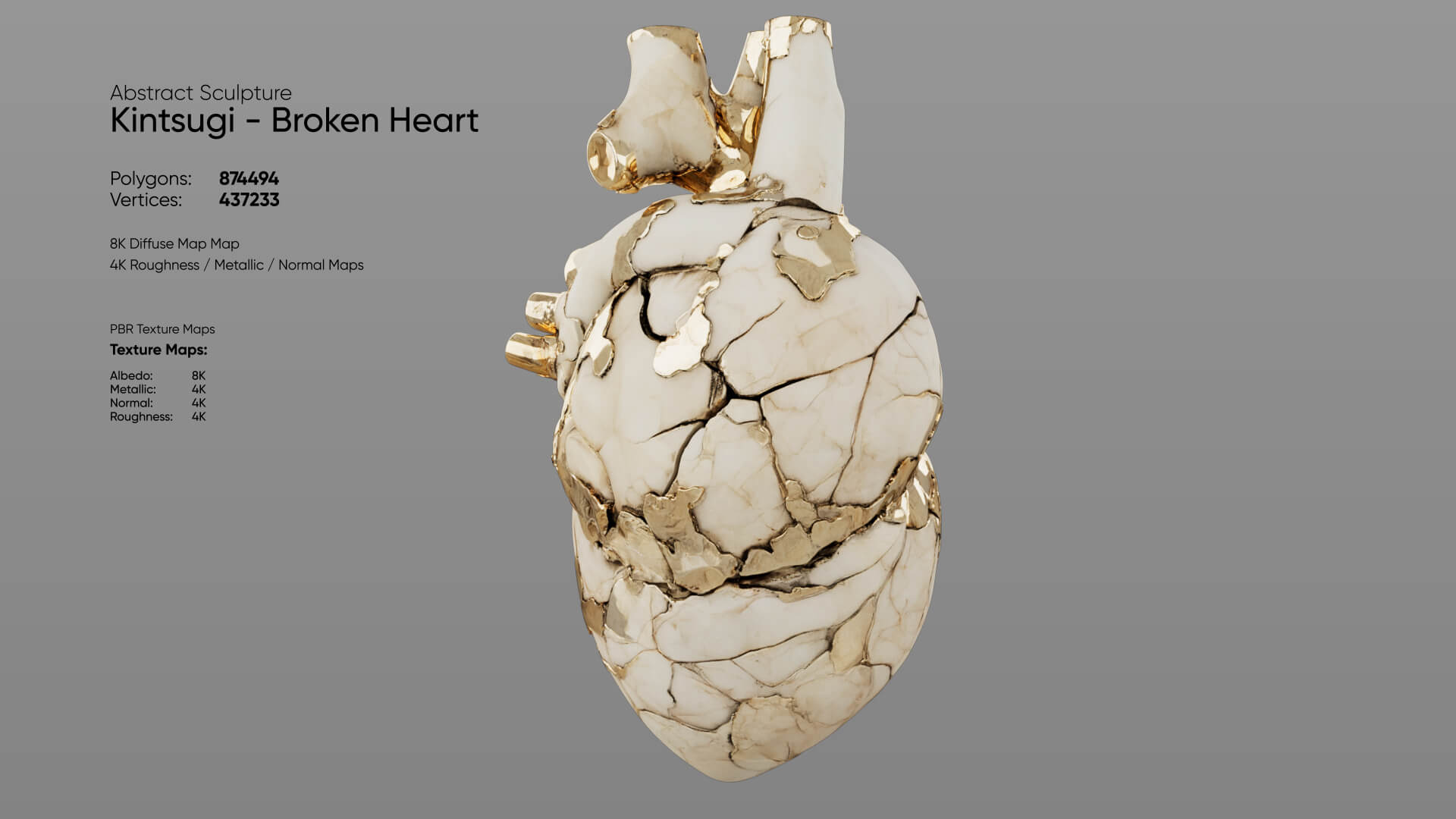 Abstract Sculpture - Kintsugi - Broken Heart 3D Model