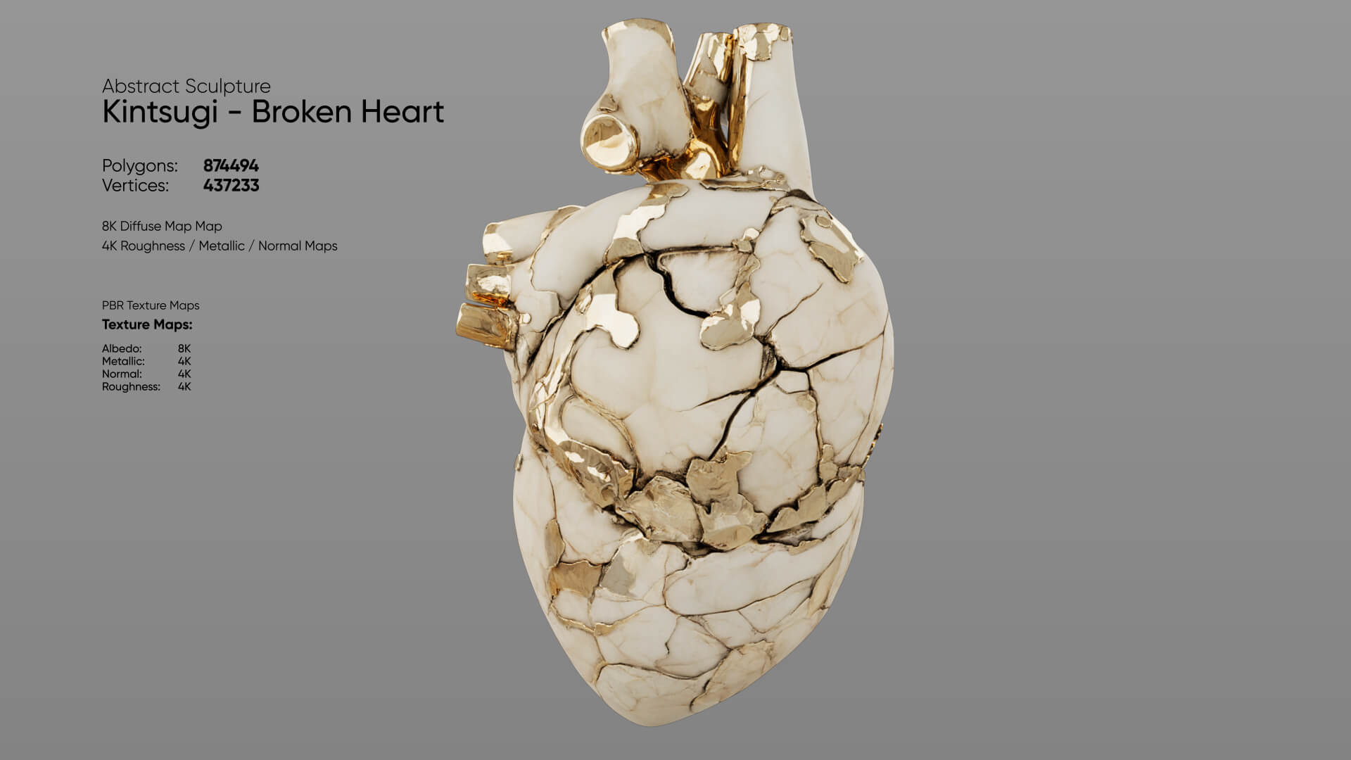 Abstract Sculpture - Kintsugi - Broken Heart 3D Model