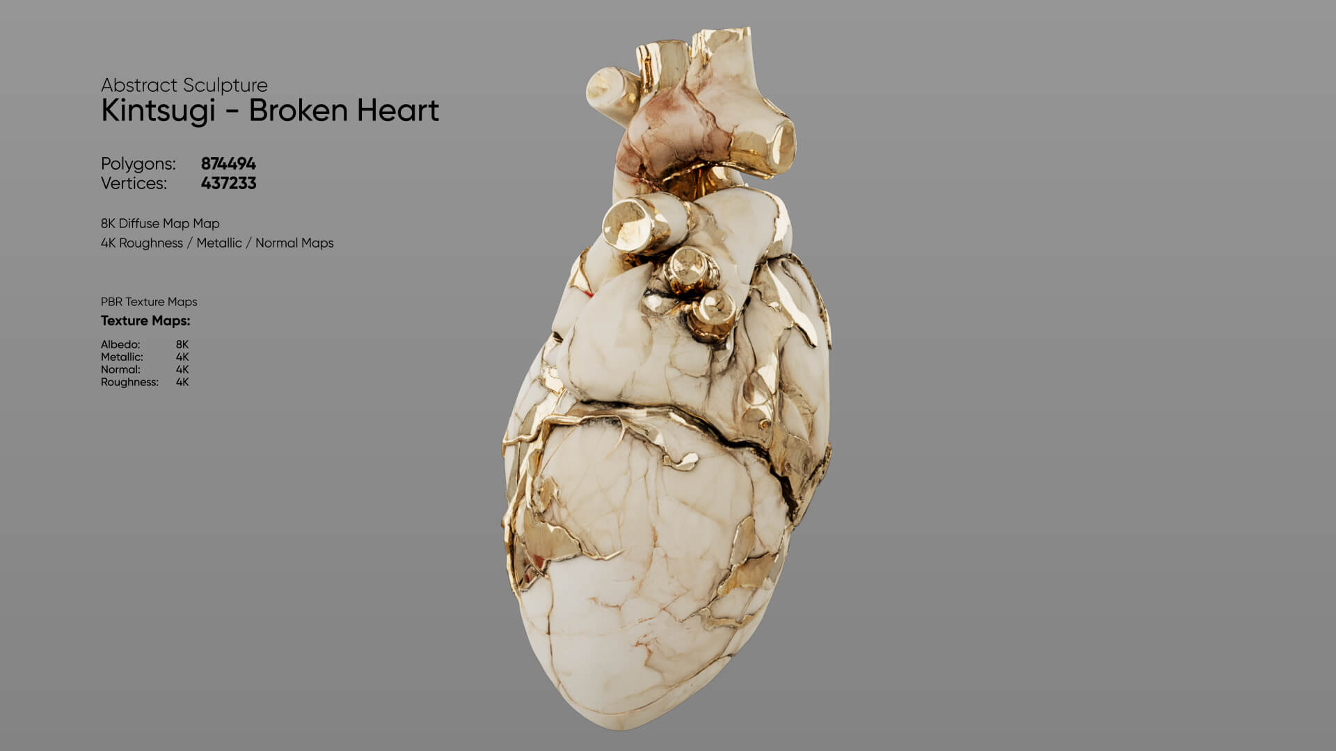 Abstract Sculpture - Kintsugi - Broken Heart 3D Model