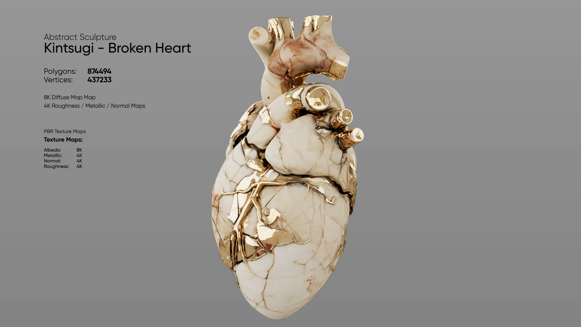 Abstract Sculpture - Kintsugi - Broken Heart 3D Model