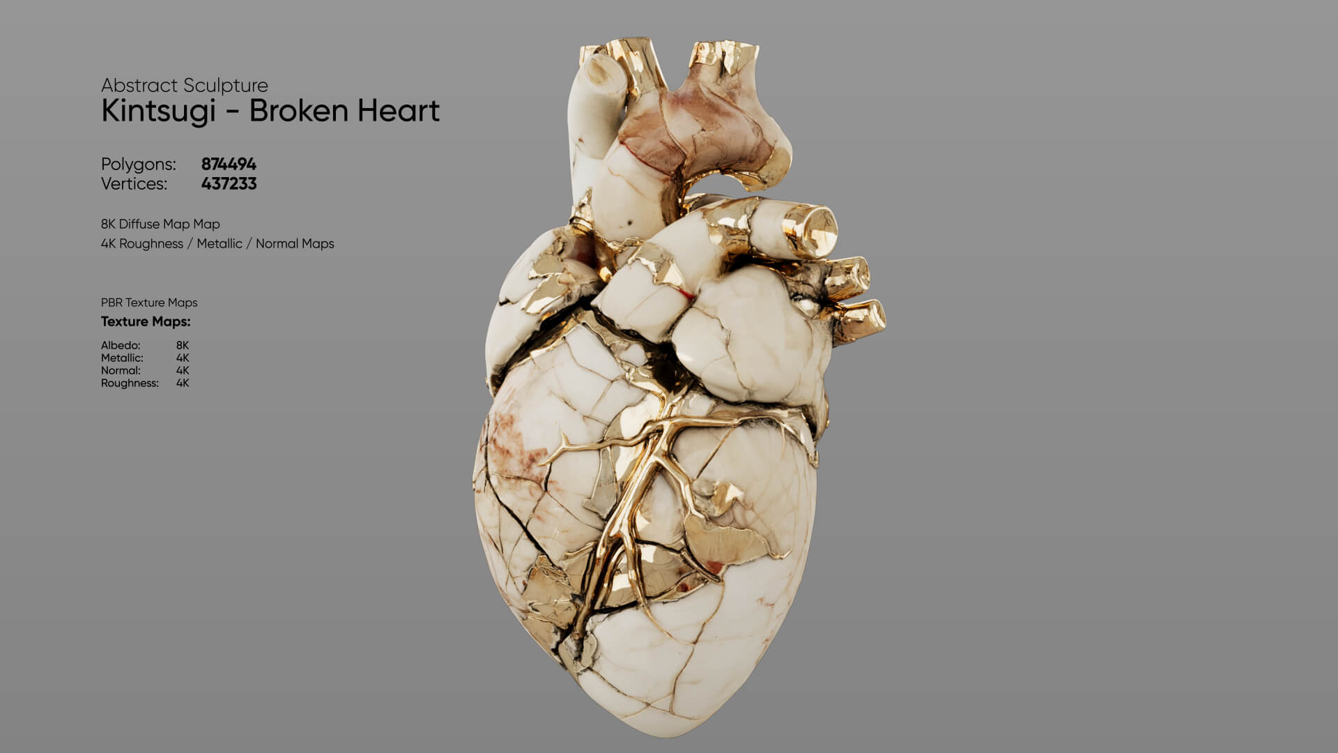 Abstract Sculpture - Kintsugi - Broken Heart 3D Model