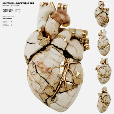 Abstract Sculpture - Kintsugi - Broken Heart