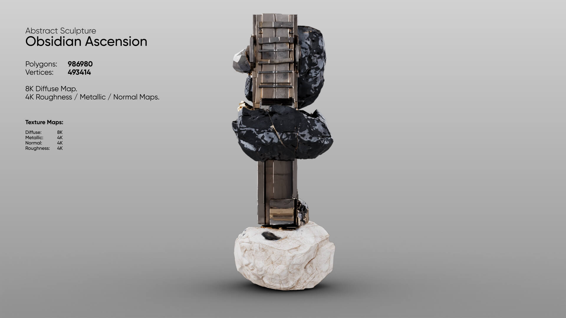 Abstract Sculpture - Obsidian Ascension 3D Model