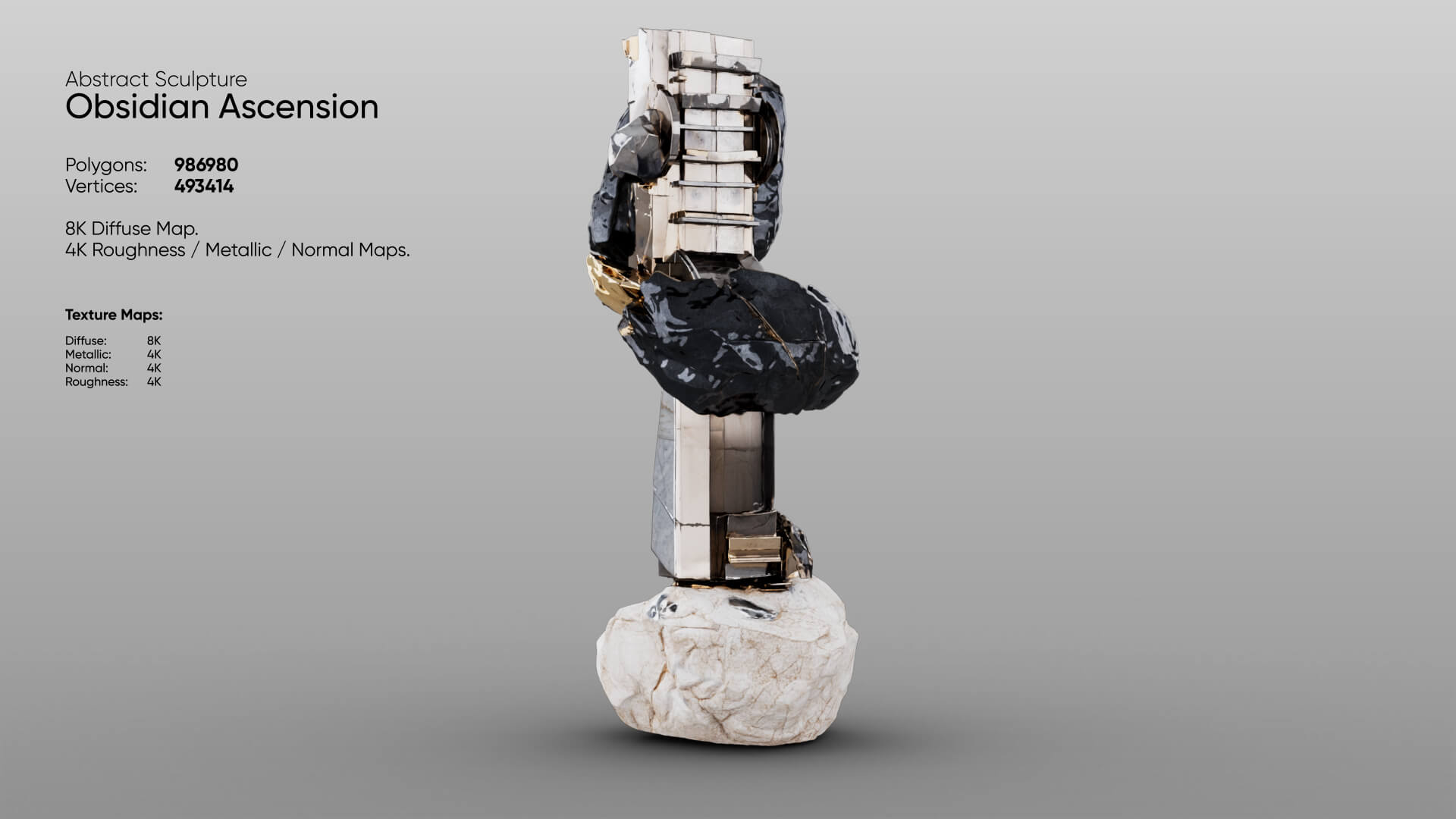 Abstract Sculpture - Obsidian Ascension 3D Model