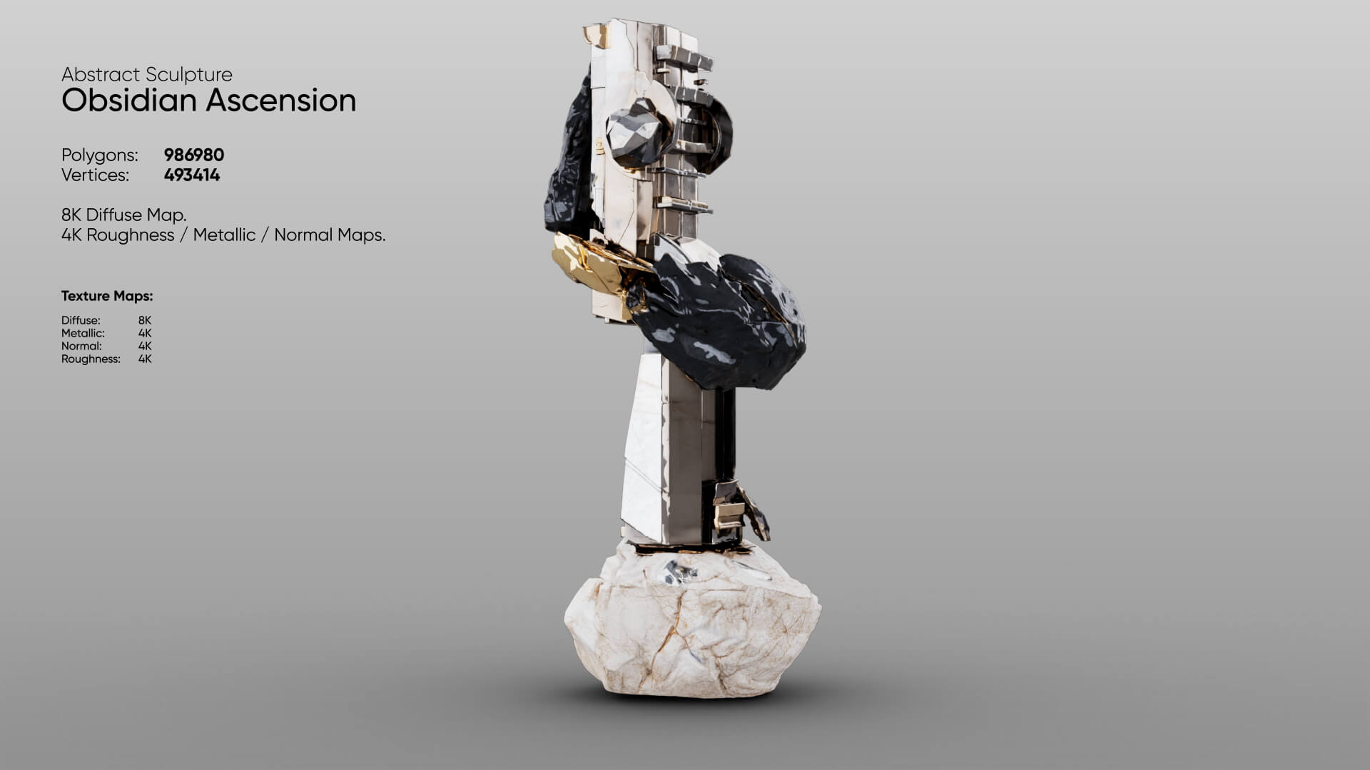 Abstract Sculpture - Obsidian Ascension 3D Model