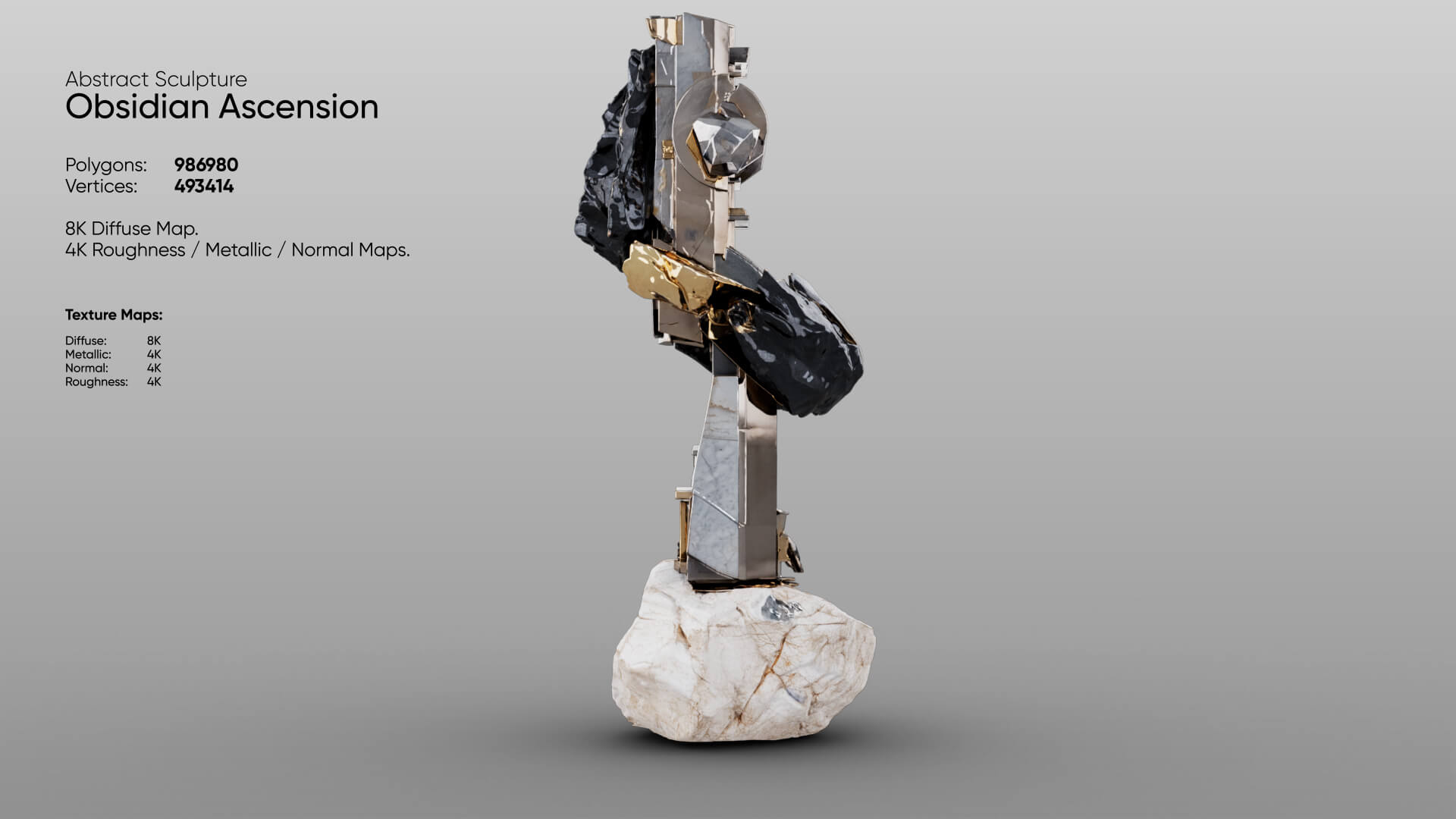 Abstract Sculpture - Obsidian Ascension 3D Model