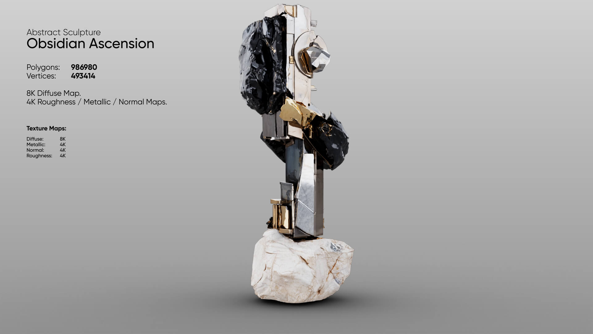 Abstract Sculpture - Obsidian Ascension 3D Model