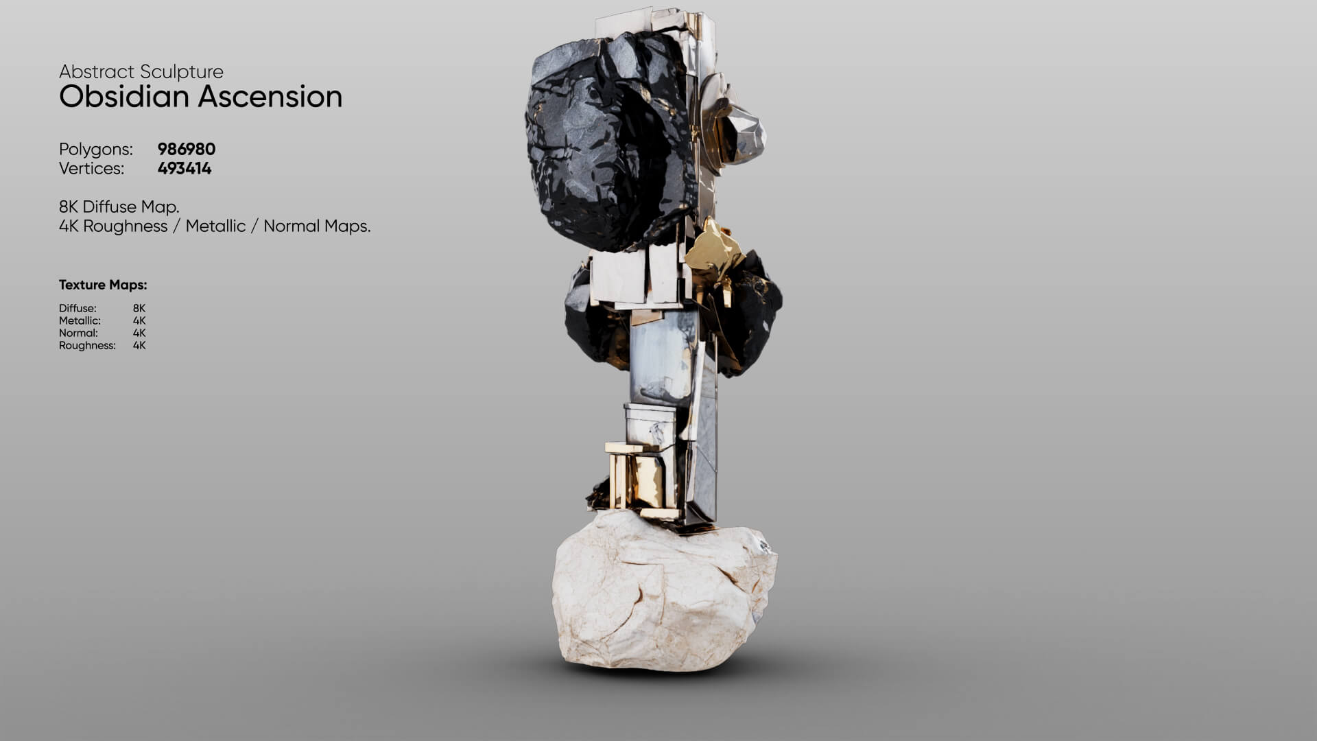 Abstract Sculpture - Obsidian Ascension 3D Model