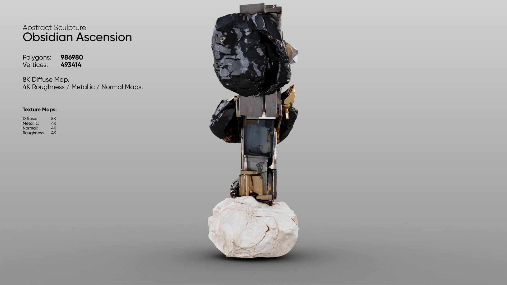 Abstract Sculpture - Obsidian Ascension 3D Model