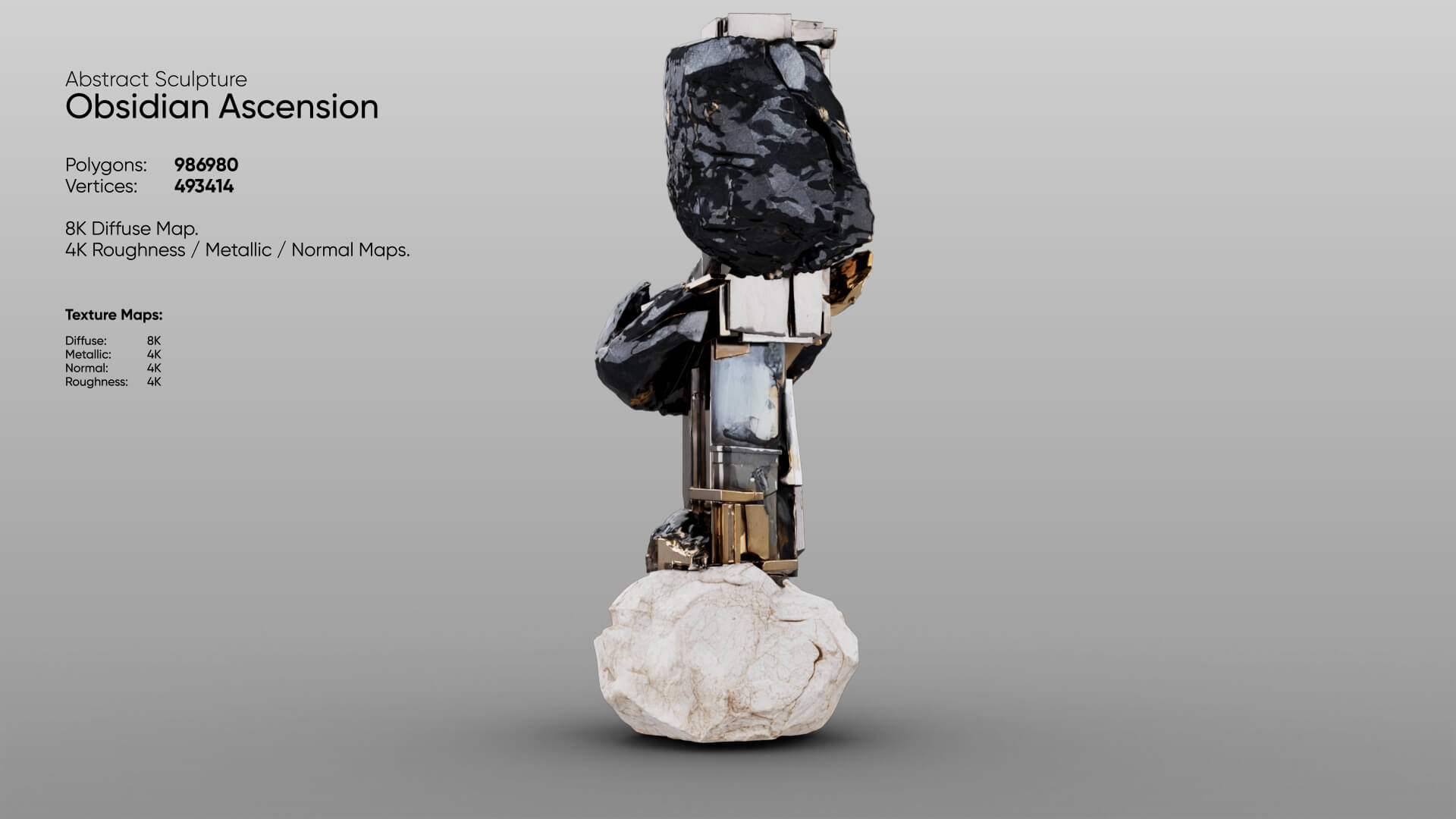 Abstract Sculpture - Obsidian Ascension 3D Model