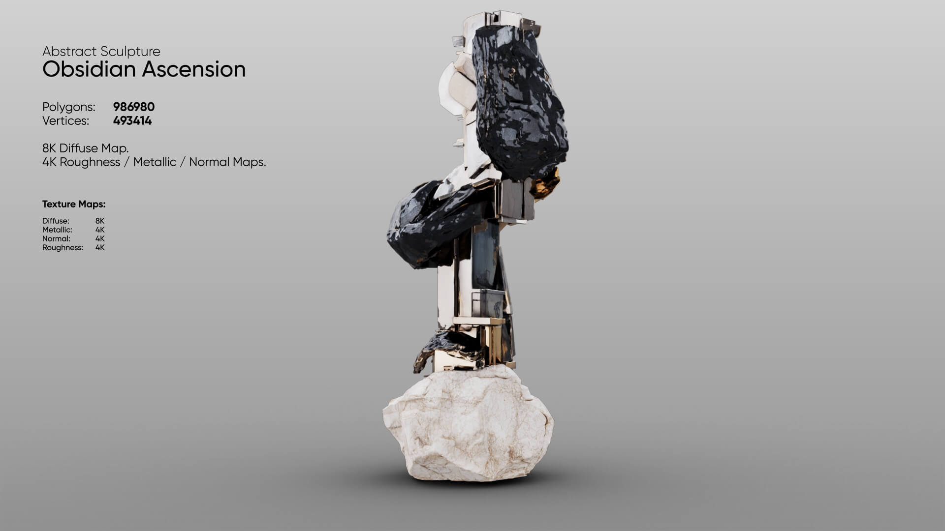 Abstract Sculpture - Obsidian Ascension 3D Model