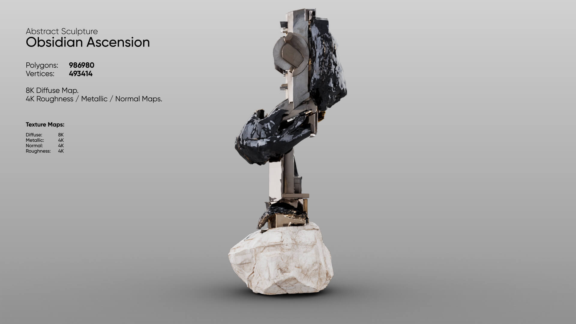 Abstract Sculpture - Obsidian Ascension 3D Model