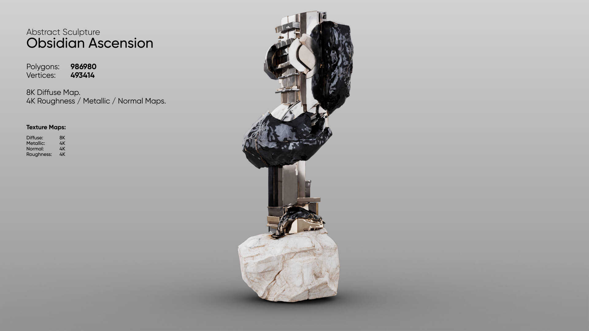 Abstract Sculpture - Obsidian Ascension 3D Model