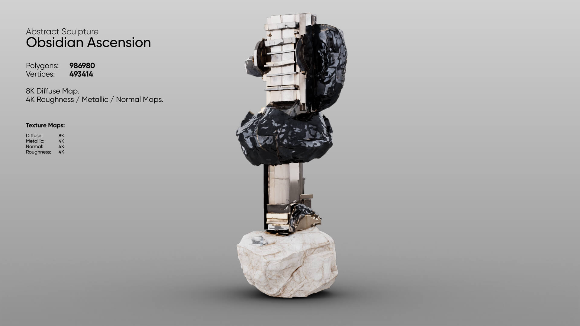 Abstract Sculpture - Obsidian Ascension 3D Model