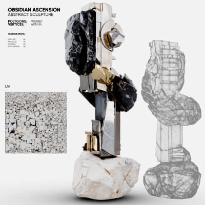 Abstract Sculpture - Obsidian Ascension