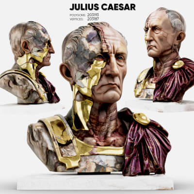 Bust of Roman Emperor Julius Caesar
