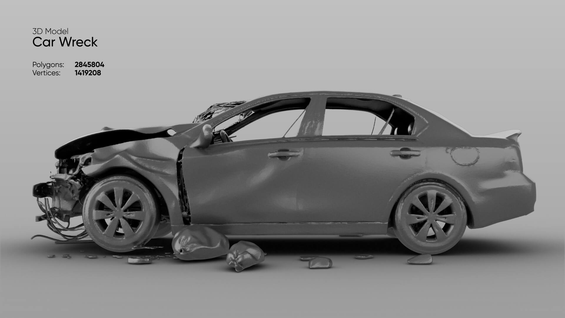 Car Wreck 3D Model 3D Model