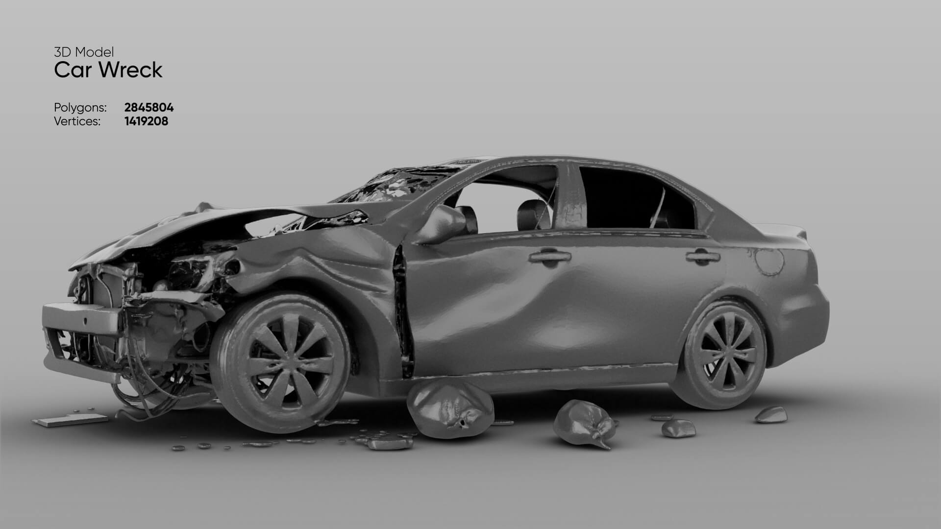 Car Wreck 3D Model 3D Model