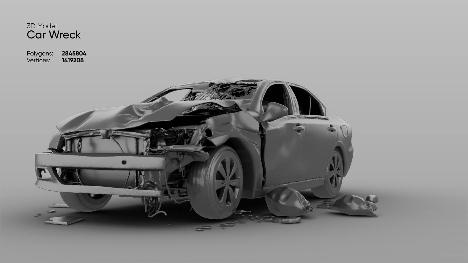 Car Wreck 3D Model 3D Model