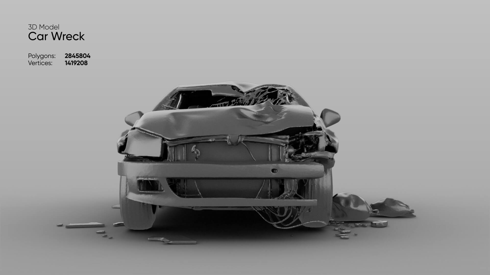 Car Wreck 3D Model 3D Model