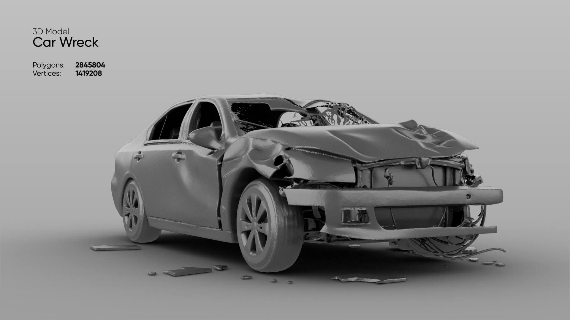 Car Wreck 3D Model 3D Model