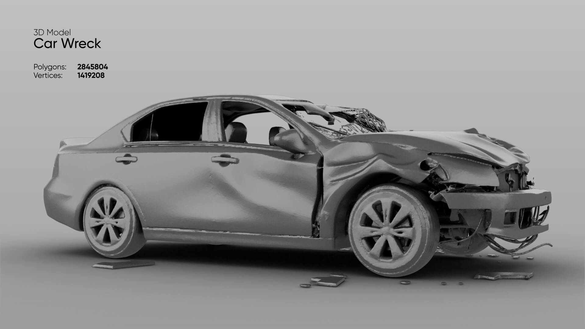 Car Wreck 3D Model 3D Model