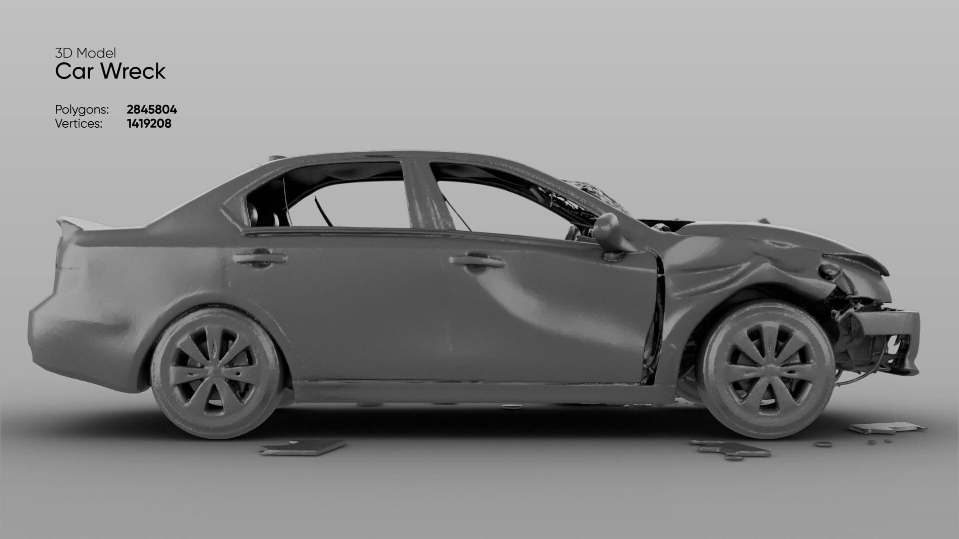 Car Wreck 3D Model 3D Model