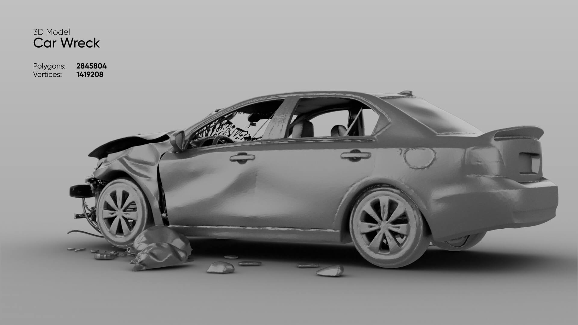 Car Wreck 3D Model 3D Model