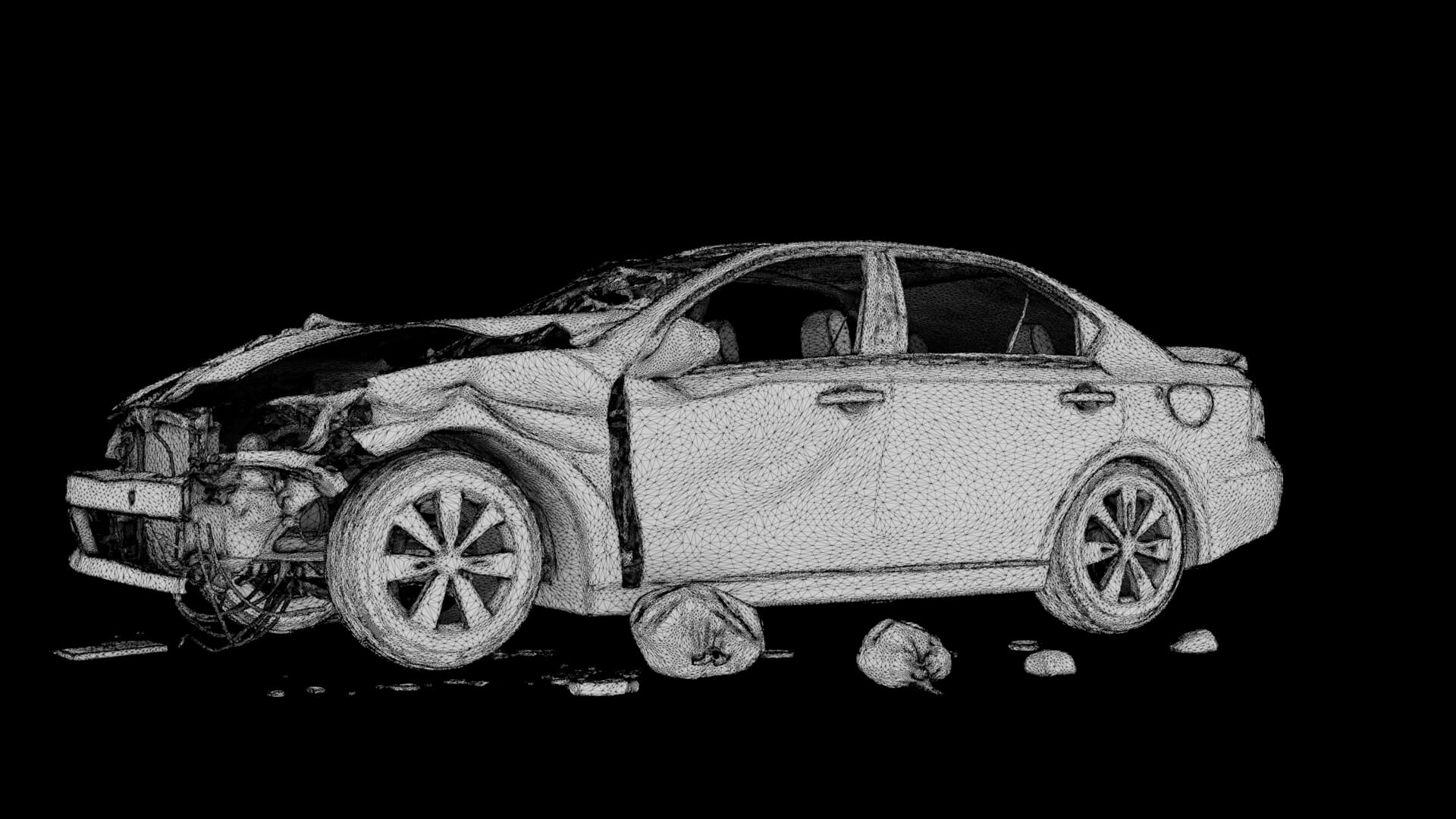 Car Wreck 3D Model 3D Model