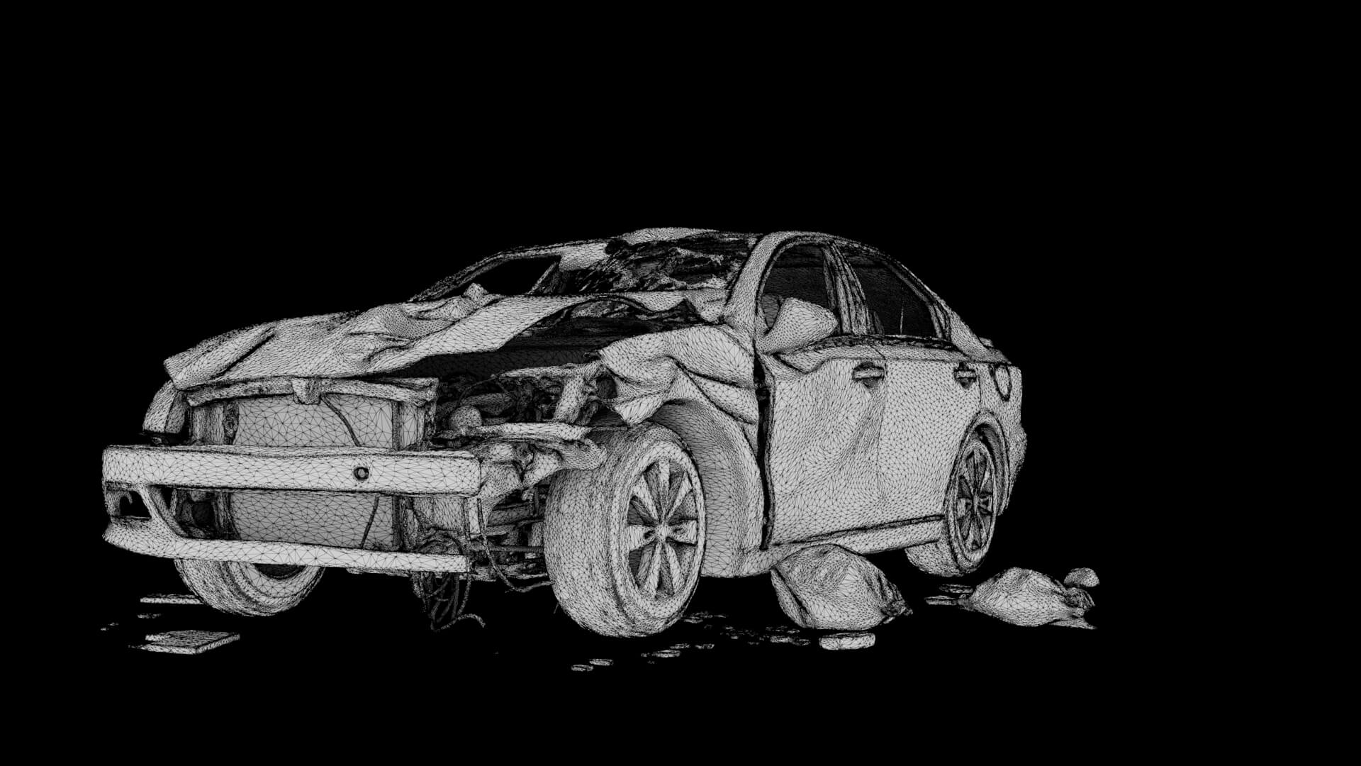 Car Wreck 3D Model 3D Model