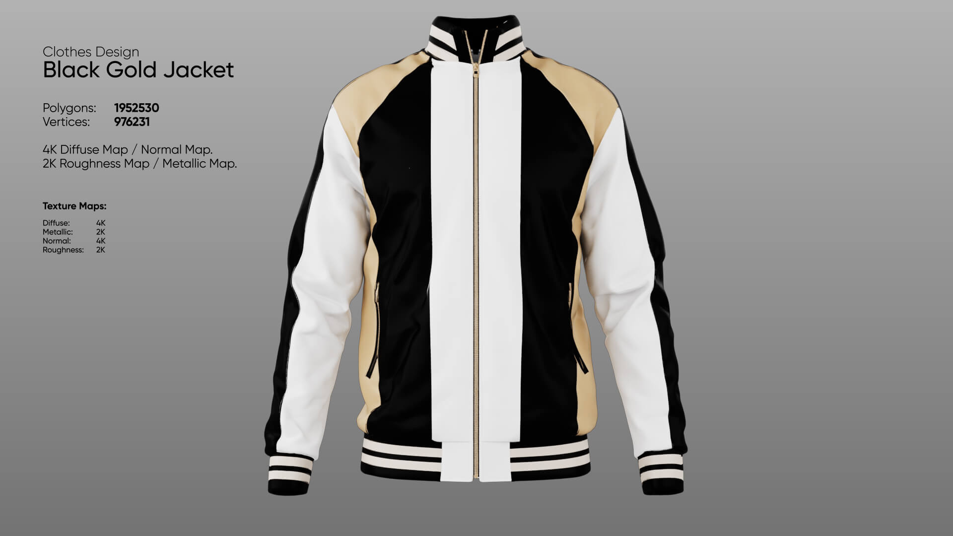 Clothing - Black Gold Jacket 3D Model