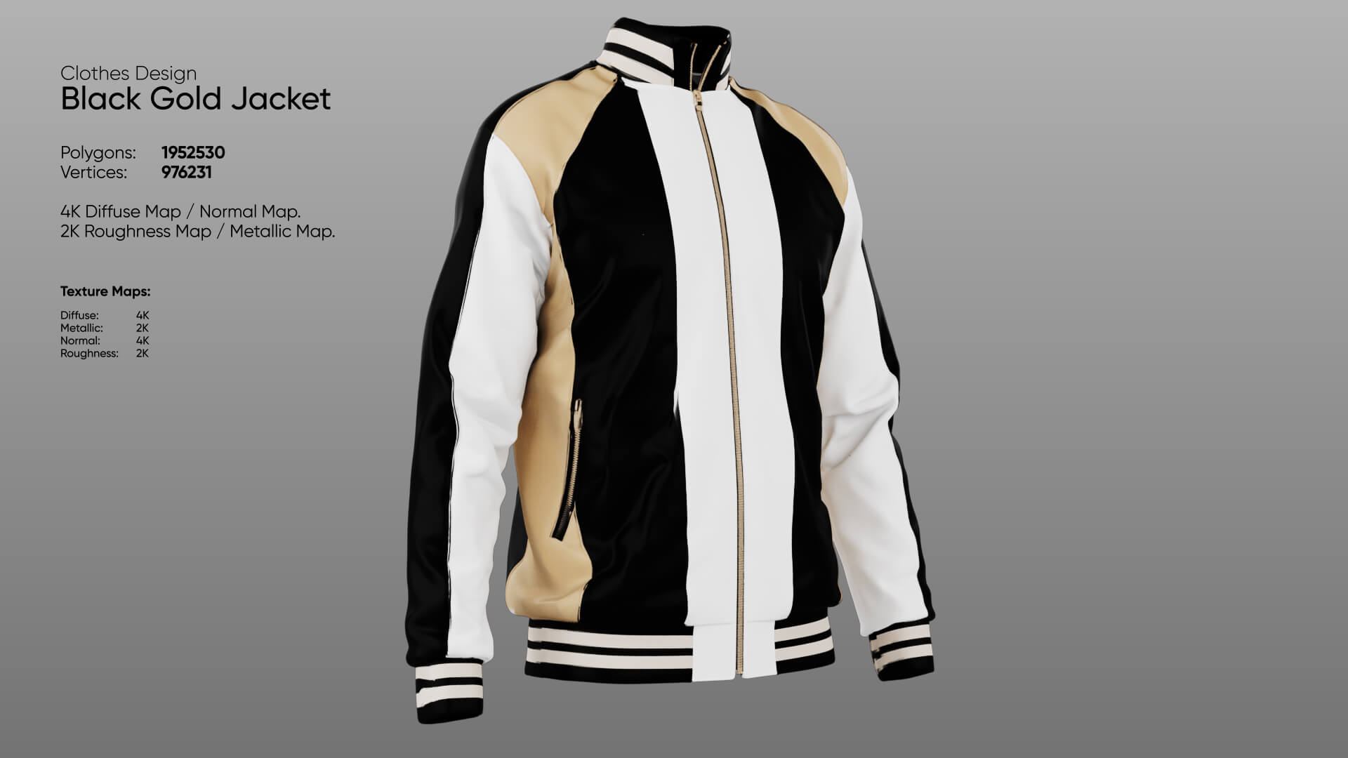 Clothing - Black Gold Jacket 3D Model