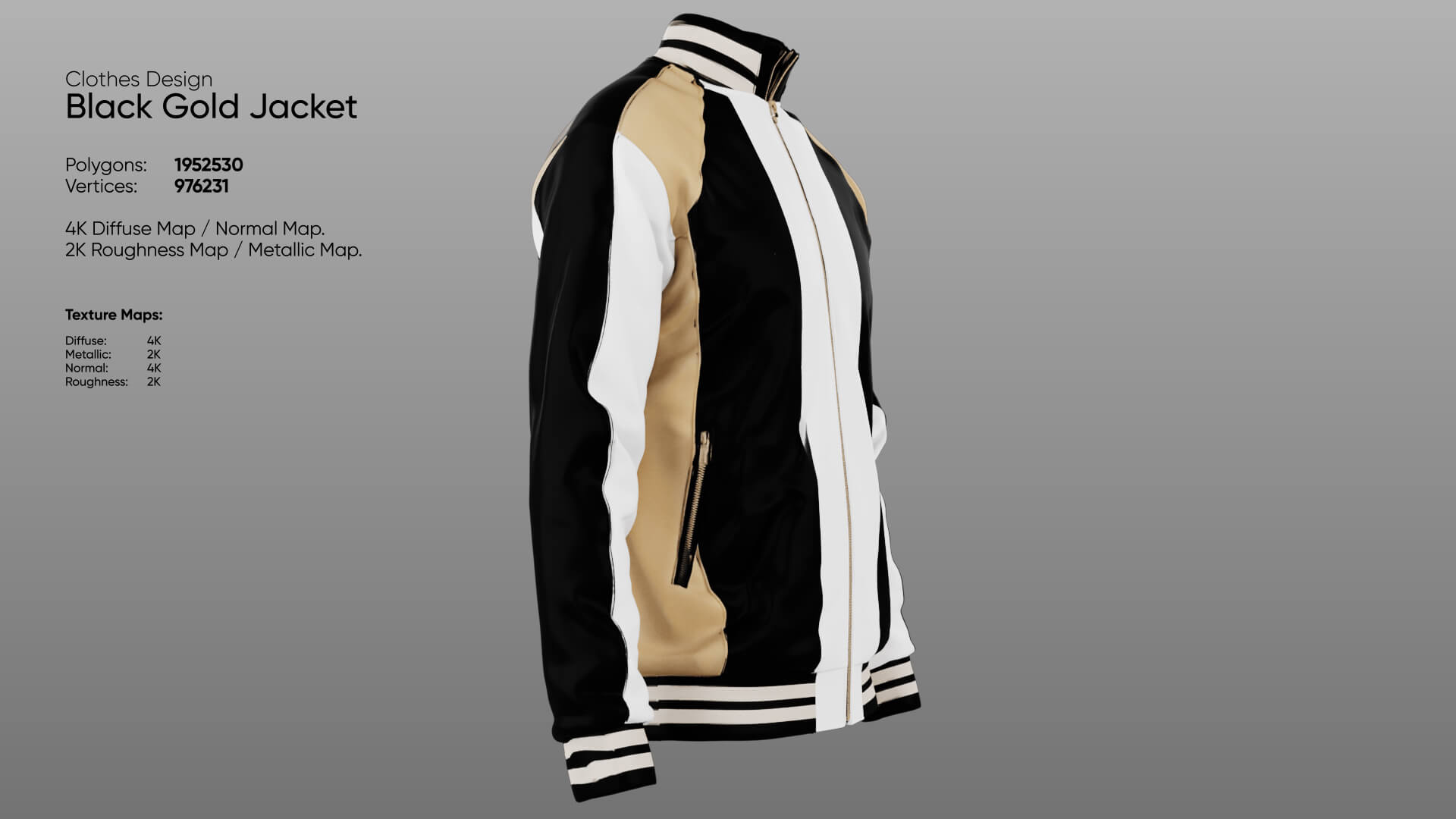 Clothing - Black Gold Jacket 3D Model