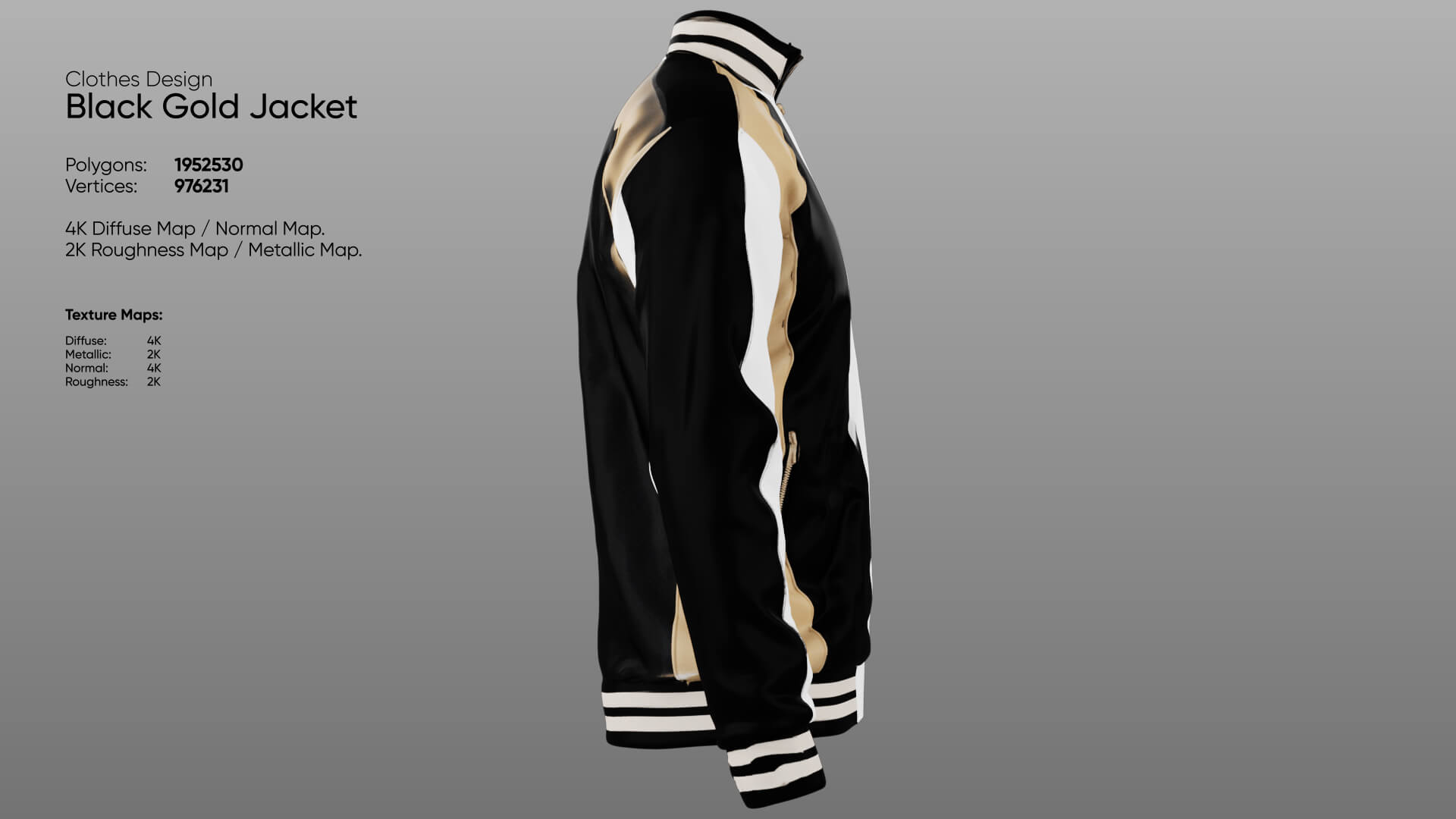 Clothing - Black Gold Jacket 3D Model