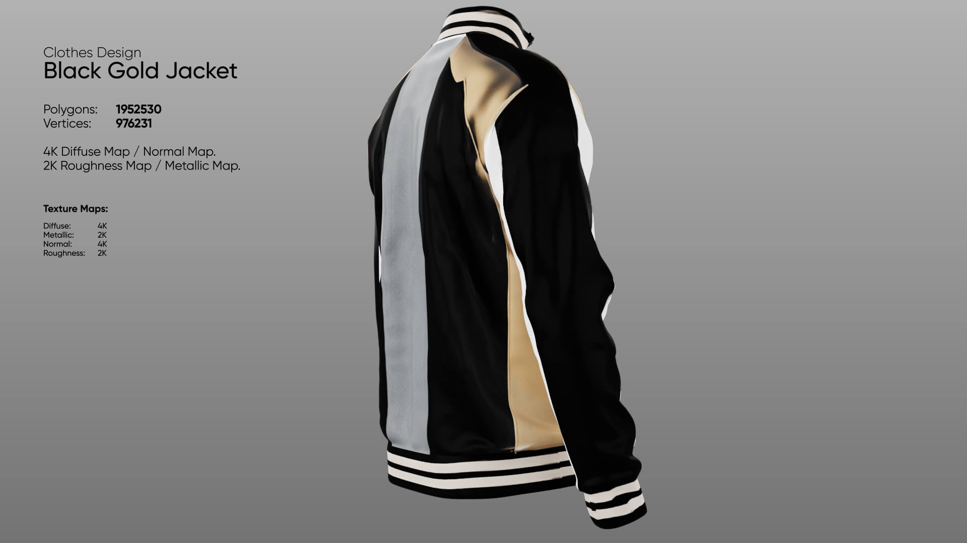 Clothing - Black Gold Jacket 3D Model