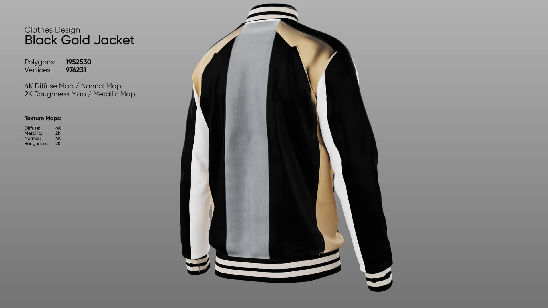 Clothing - Black Gold Jacket 3D Model