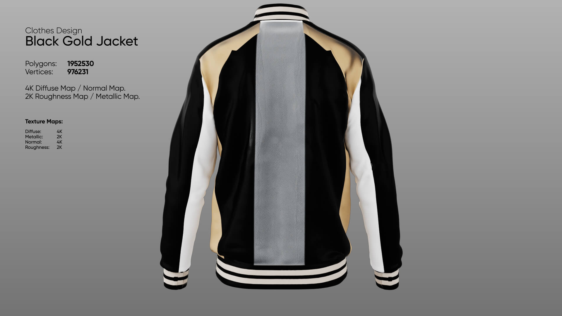 Clothing - Black Gold Jacket 3D Model