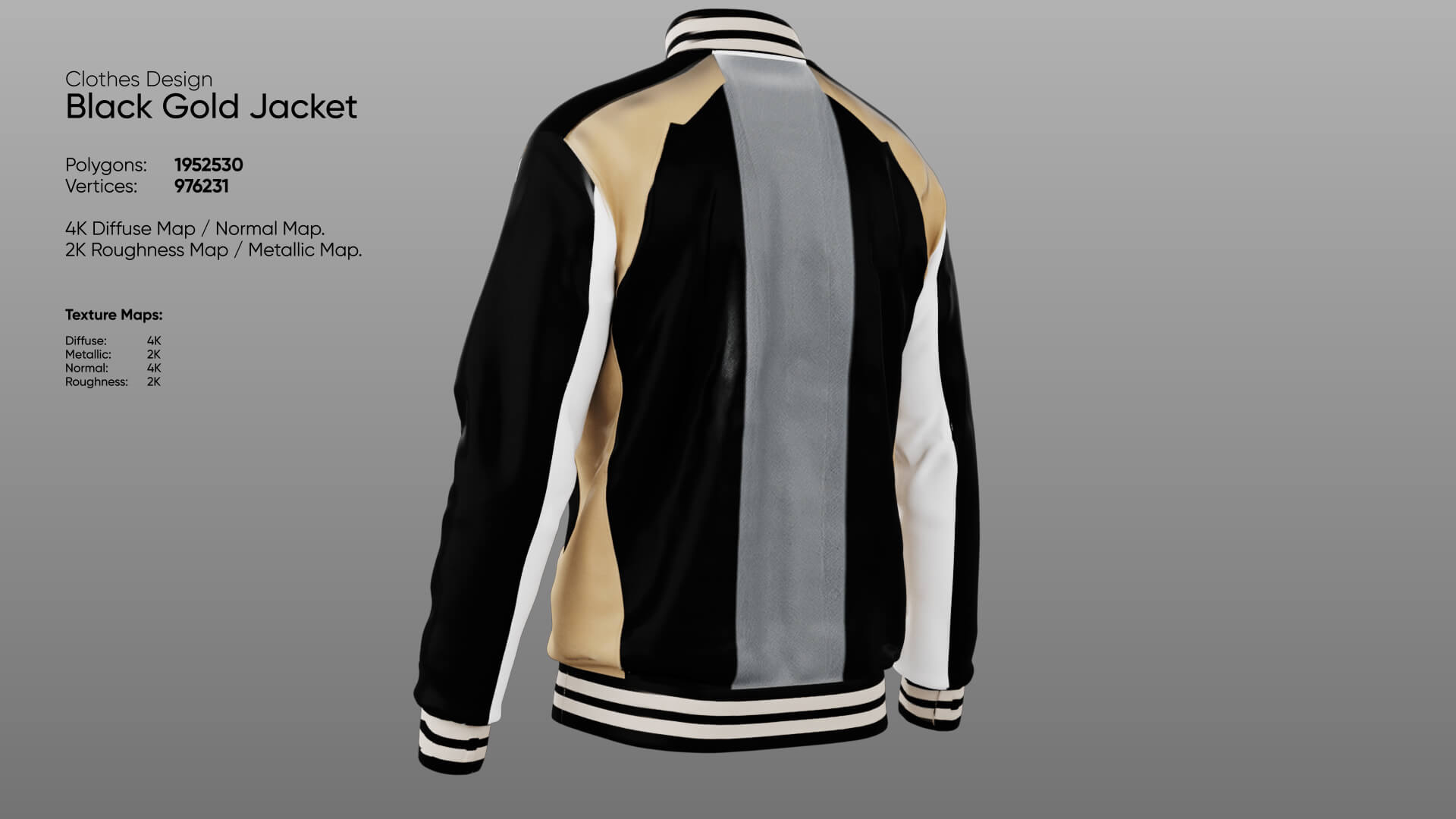 Clothing - Black Gold Jacket 3D Model