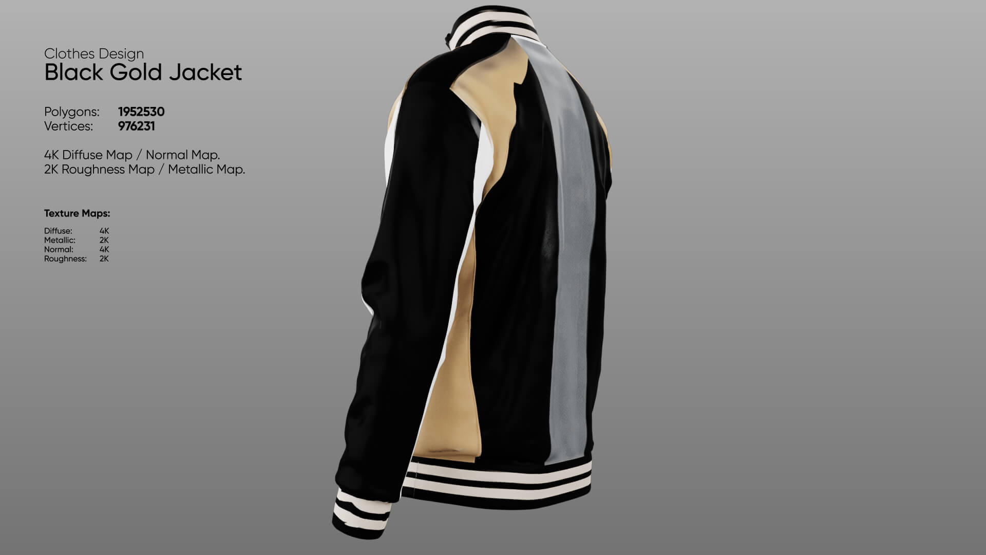 Clothing - Black Gold Jacket 3D Model