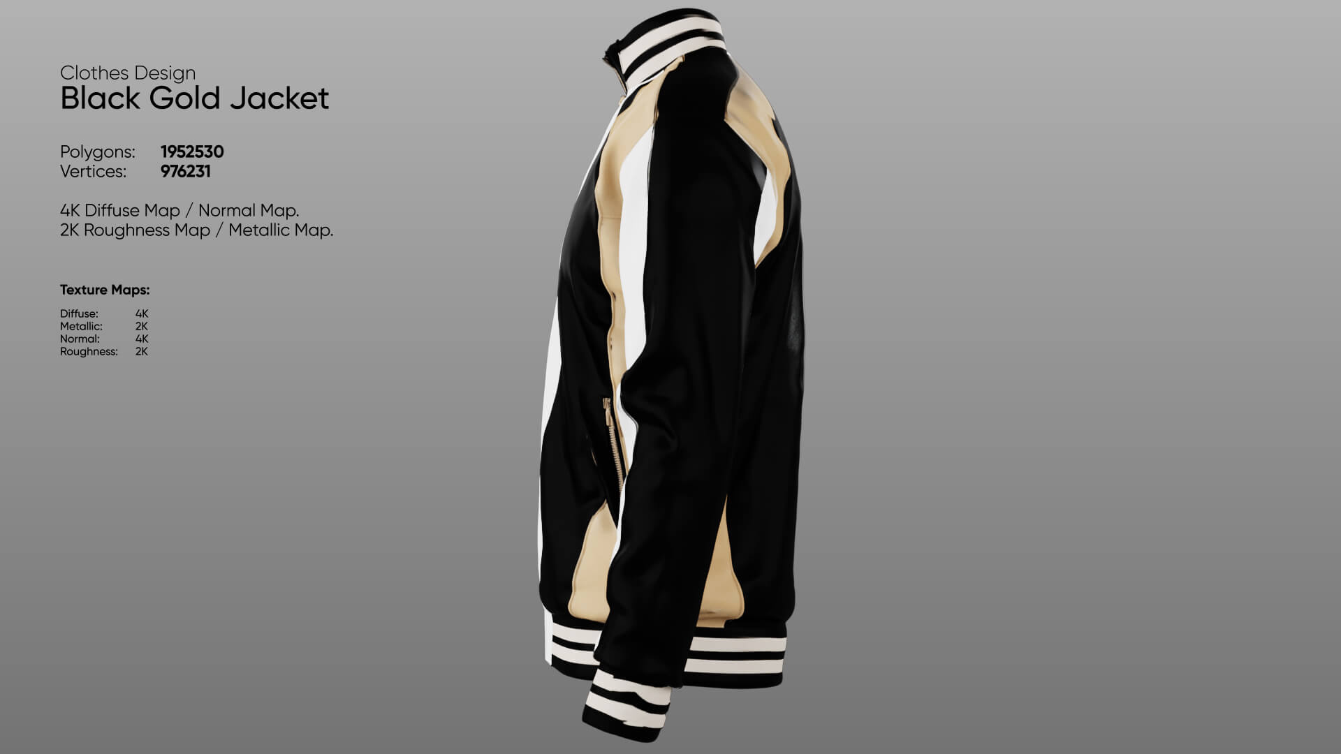 Clothing - Black Gold Jacket 3D Model