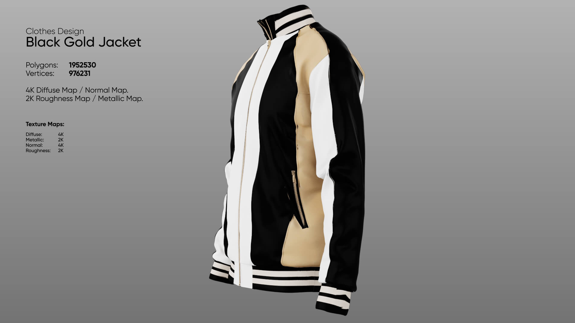 Clothing - Black Gold Jacket 3D Model
