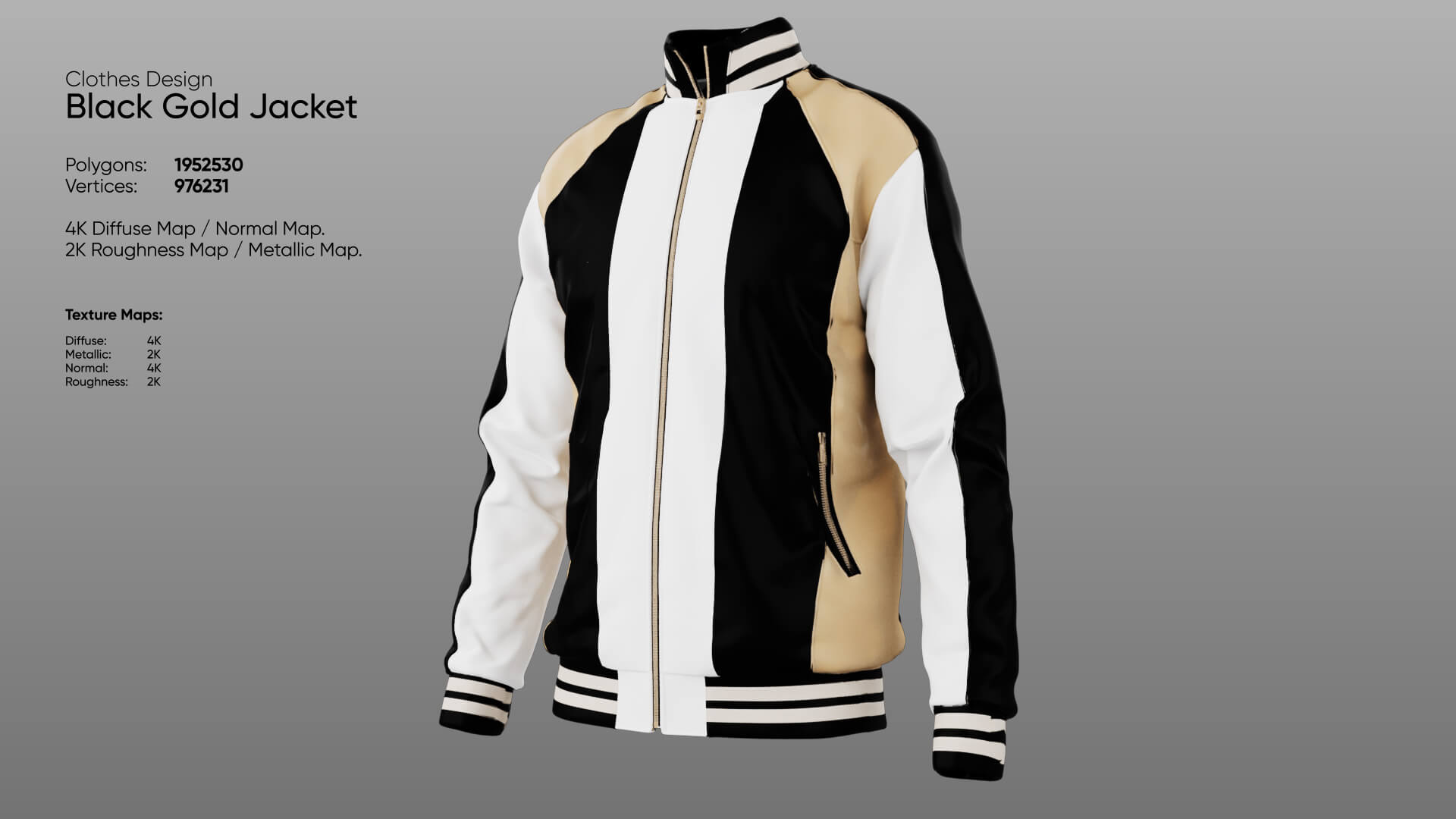 Clothing - Black Gold Jacket 3D Model