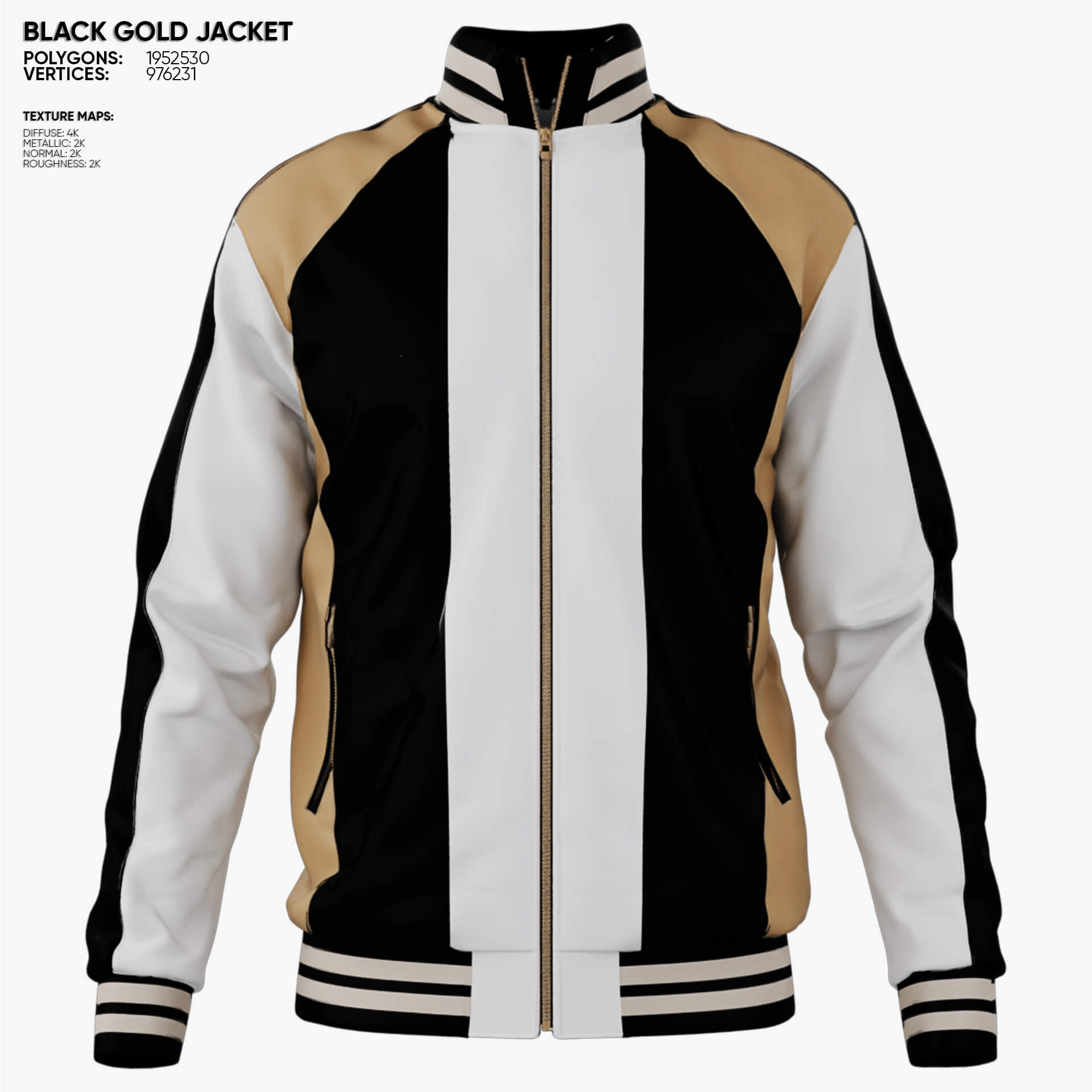 Clothing - Black Gold Jacket 3D Model