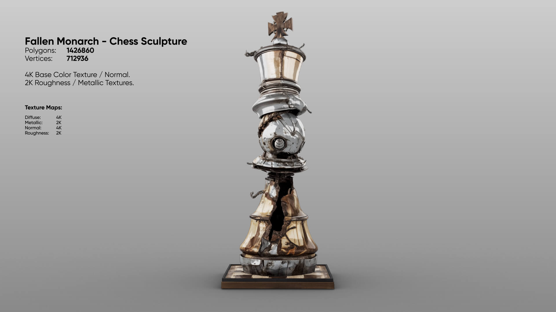 Fallen Monarch - Chess Sculpture 3D Model