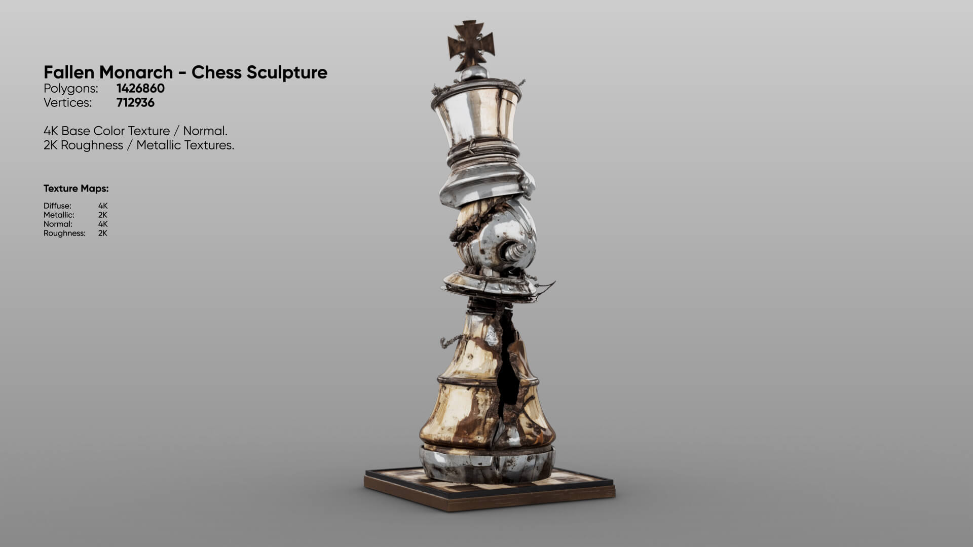 Fallen Monarch - Chess Sculpture 3D Model