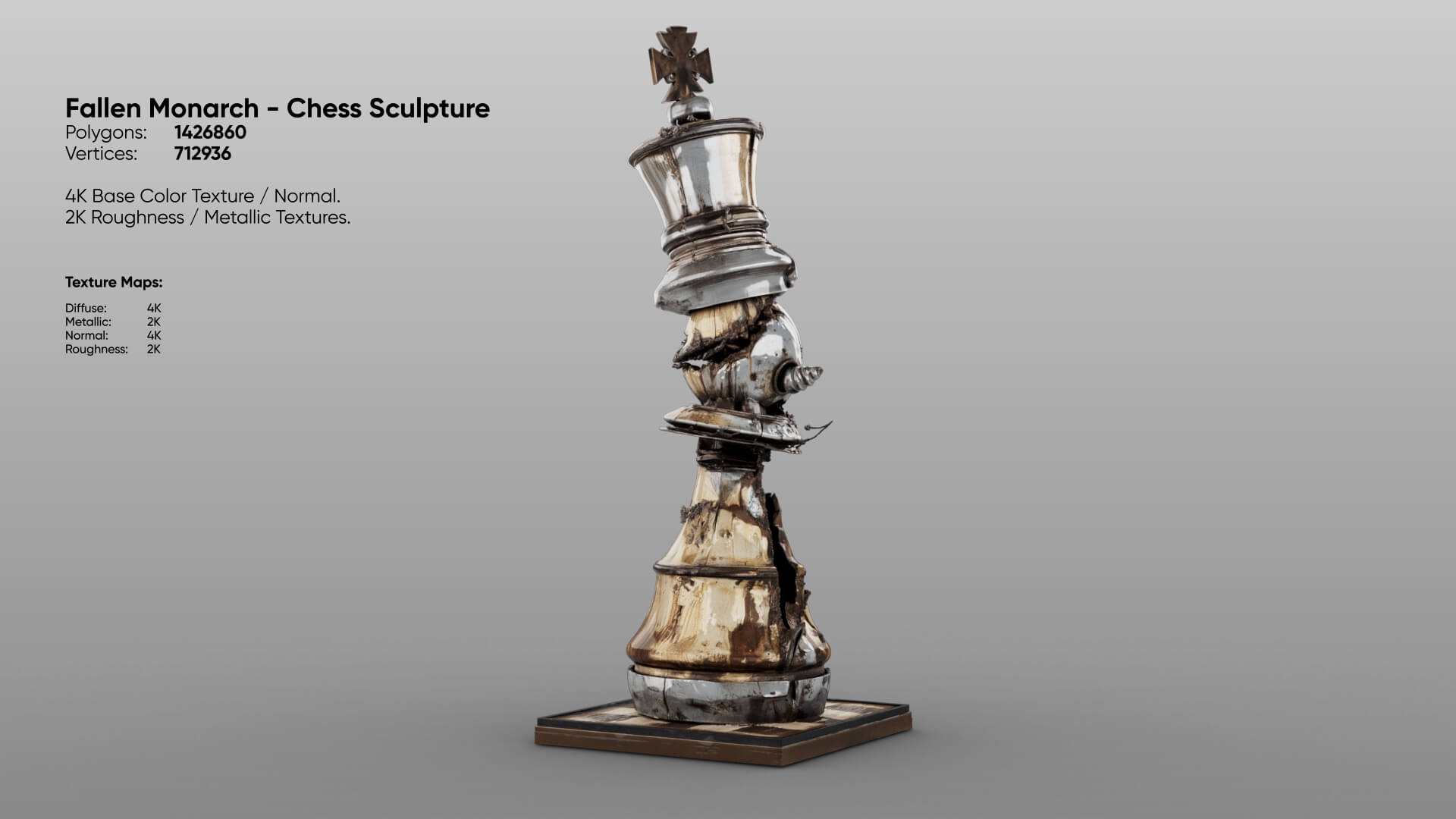 Fallen Monarch - Chess Sculpture 3D Model