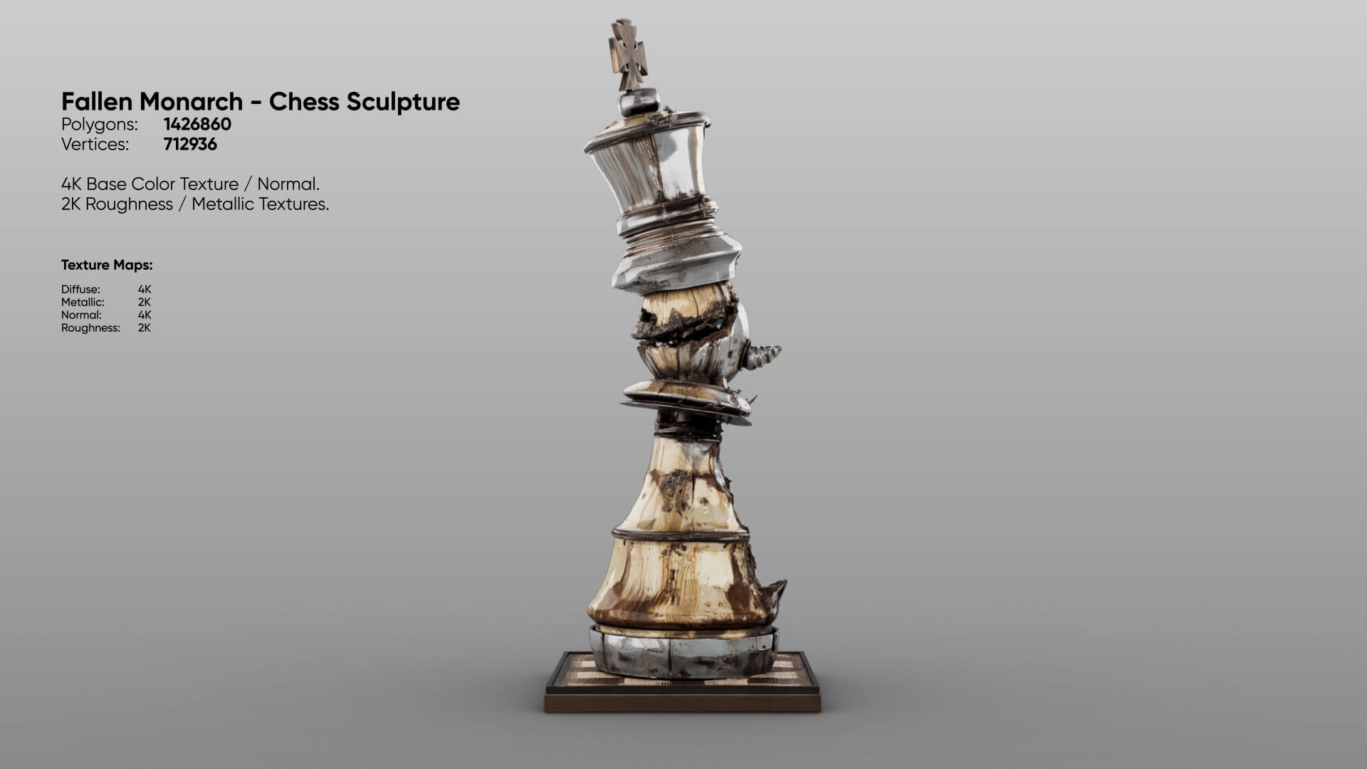 Fallen Monarch - Chess Sculpture 3D Model