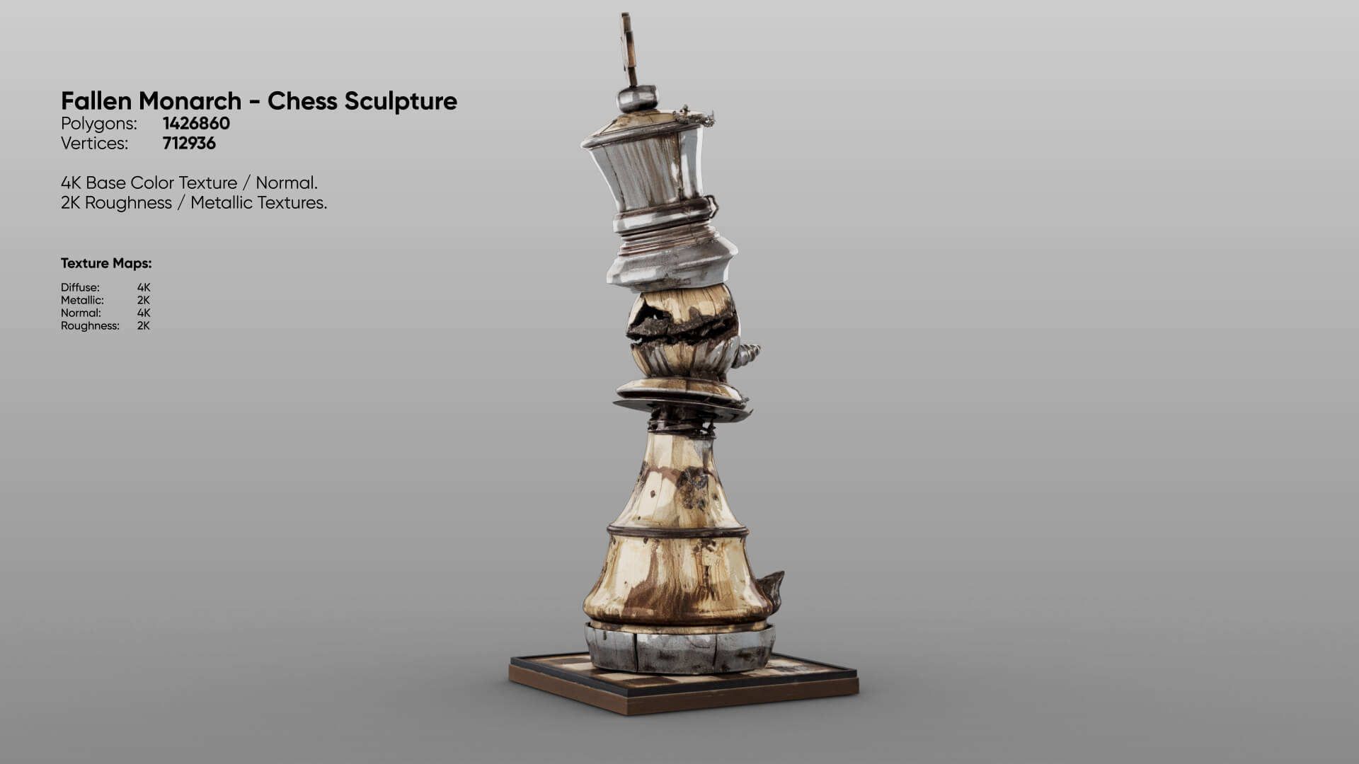 Fallen Monarch - Chess Sculpture 3D Model