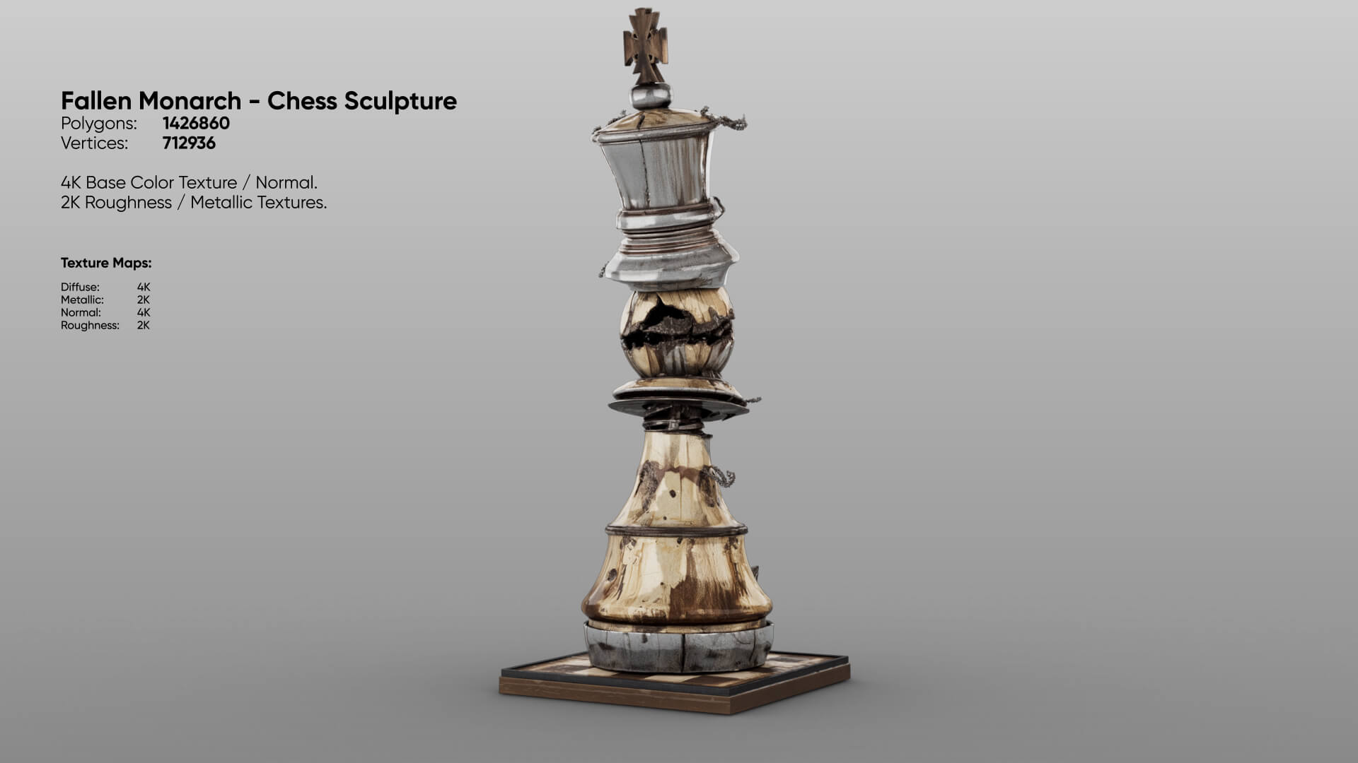 Fallen Monarch - Chess Sculpture 3D Model