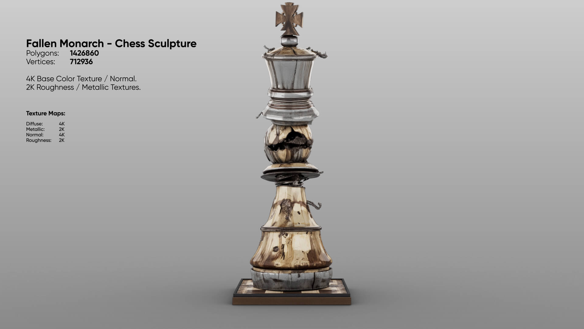 Fallen Monarch - Chess Sculpture 3D Model